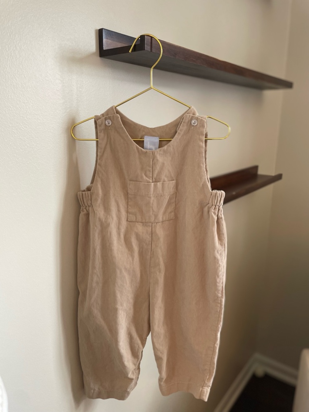 Bella Bliss Boys Tan Corduroy Overalls